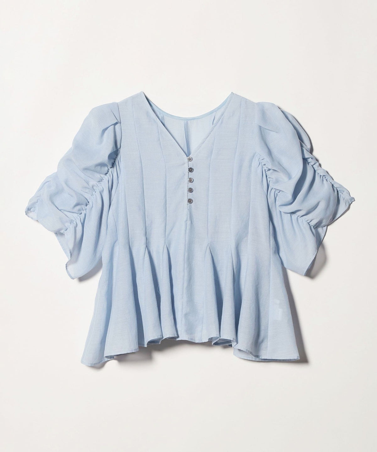 <EMMEL REFINES> EM Panel Cut Gathered Sleeve Blouse