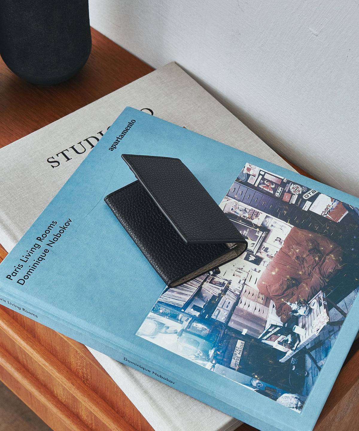 Pebbled Leather-like Flap Card Case