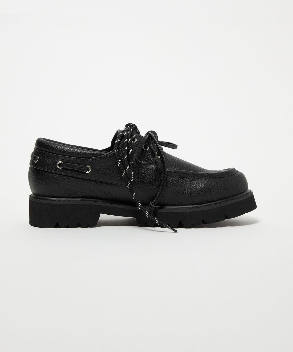 3-Way Lacing Platform Deck Shoes - Black