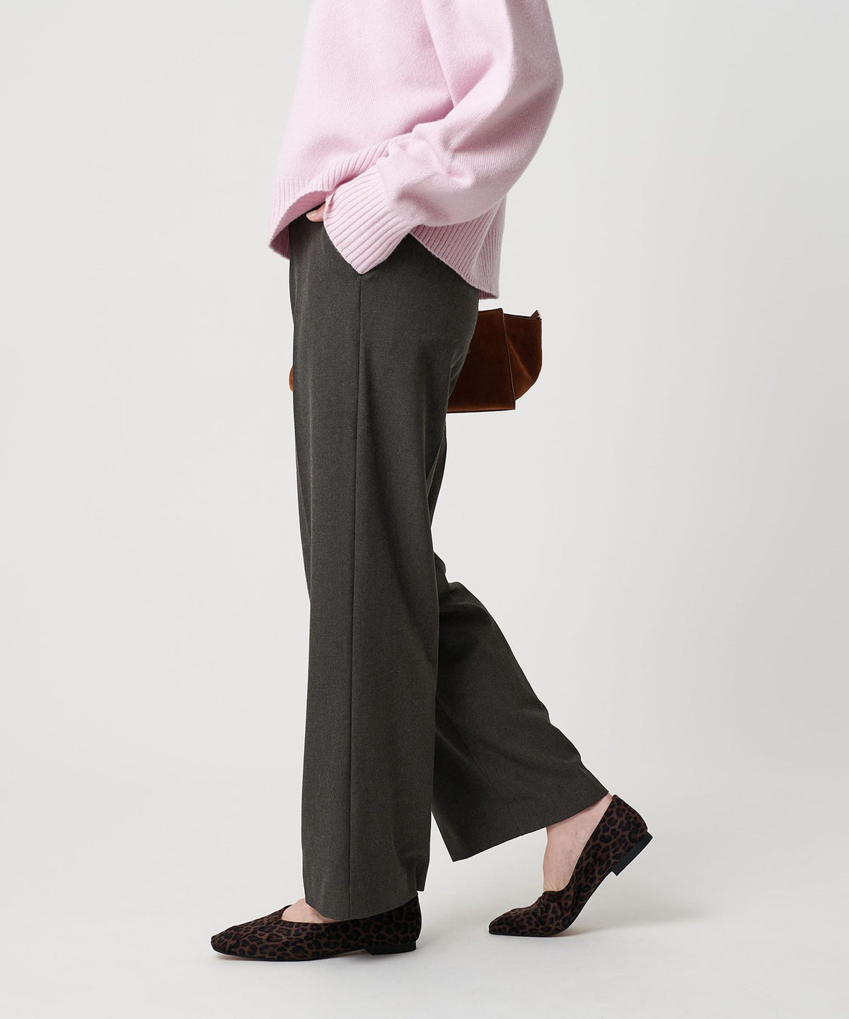 Brushed Back Elastic Waist Straight Washable Pants