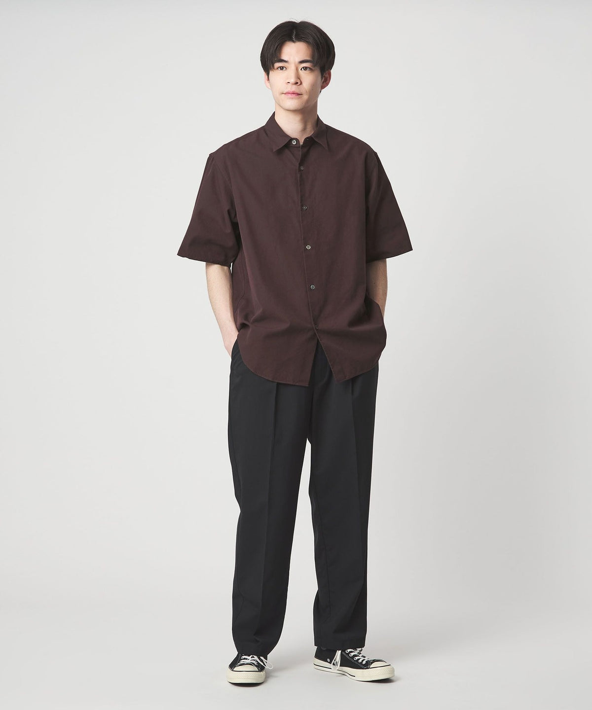 FINE BASIC Suvin Oxford Just-Loose Short Sleeve Shirt