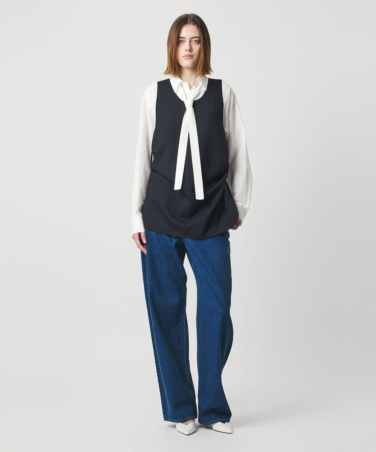 <AEWEN MATOPH> Baumwoll-Seide Bow-Tie-Hemd - Waschbar -
