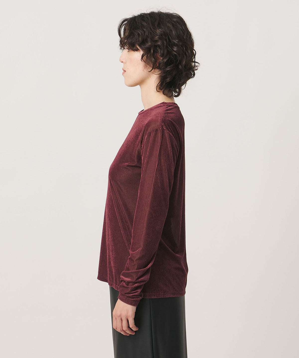 <MARW UNITED ARROWS> Sheer Velour Ribbed Long Sleeve Top