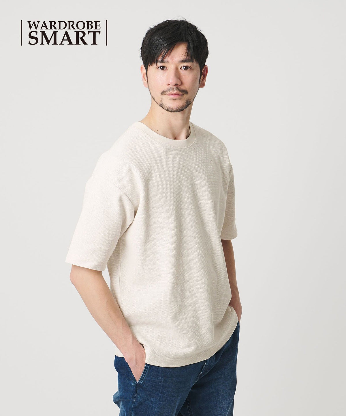 【网站限定 WARDROBE SMART】蓬松珠地棉T恤	【抗菌防臭・防紫外线】