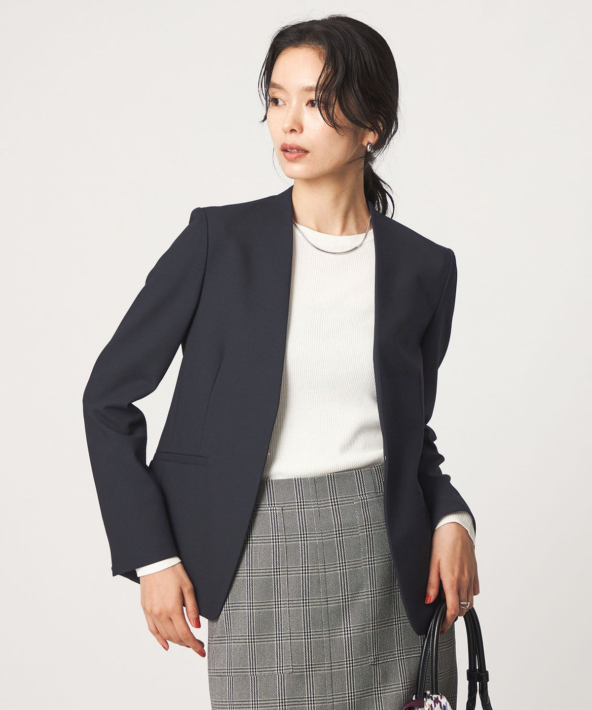Light Double Cross No-Lapel Jacket [Available in SHORT/TALL sizes]