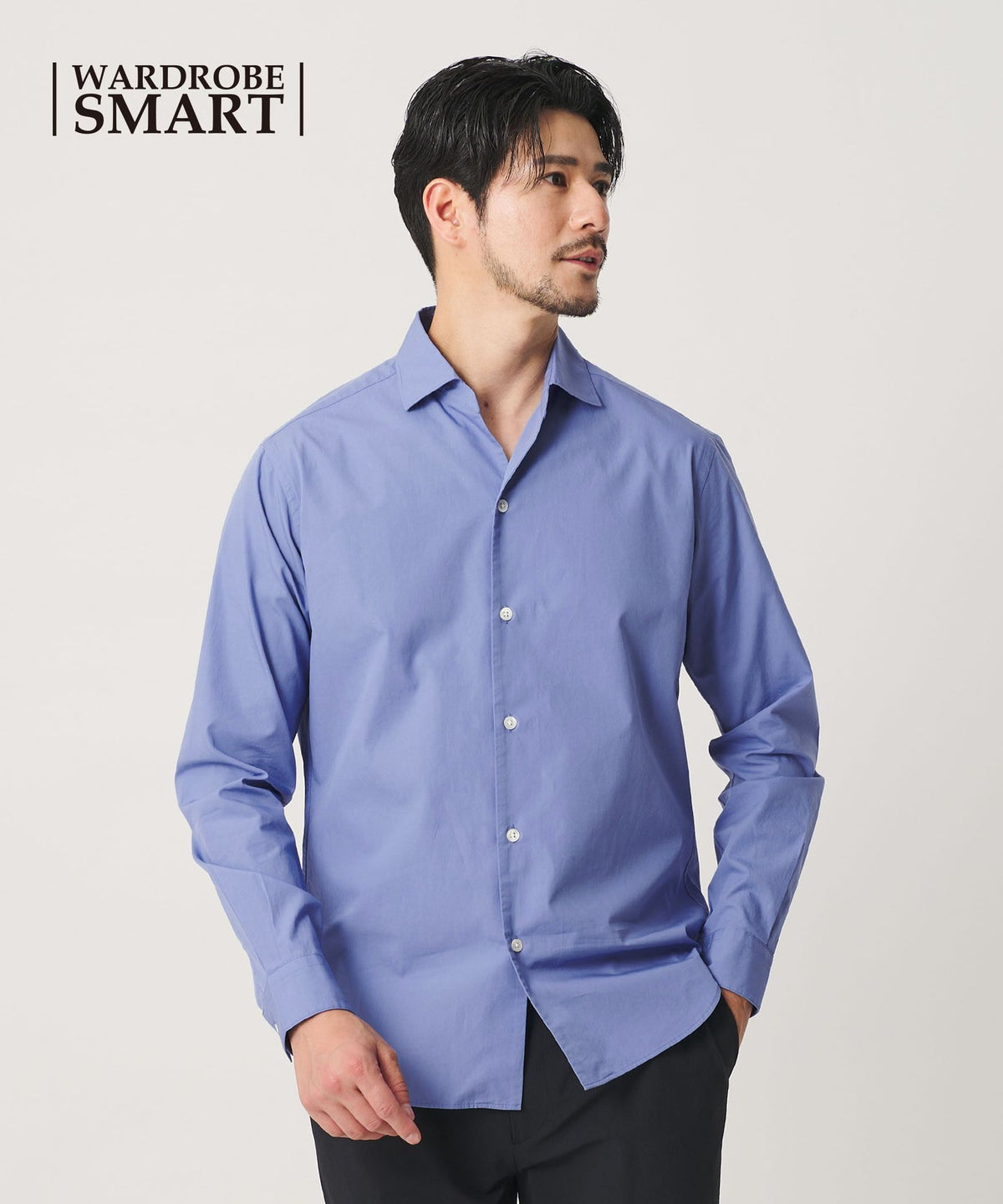 [Web Exclusive WARDROBE SMART] Cotton Wide Collar Skipper Shirt